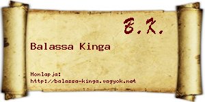 Balassa Kinga névjegykártya